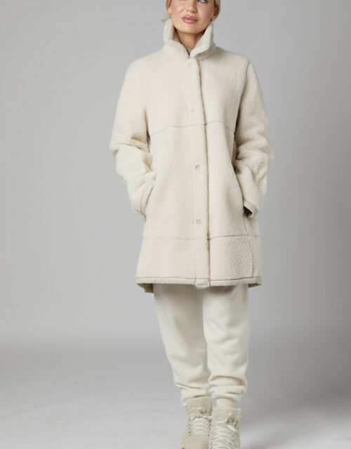 24/25 cappotto in shearling bouclè reversibile nappato panna