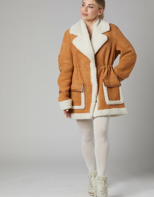 24/25 giacca in shearling canadese scamosciato