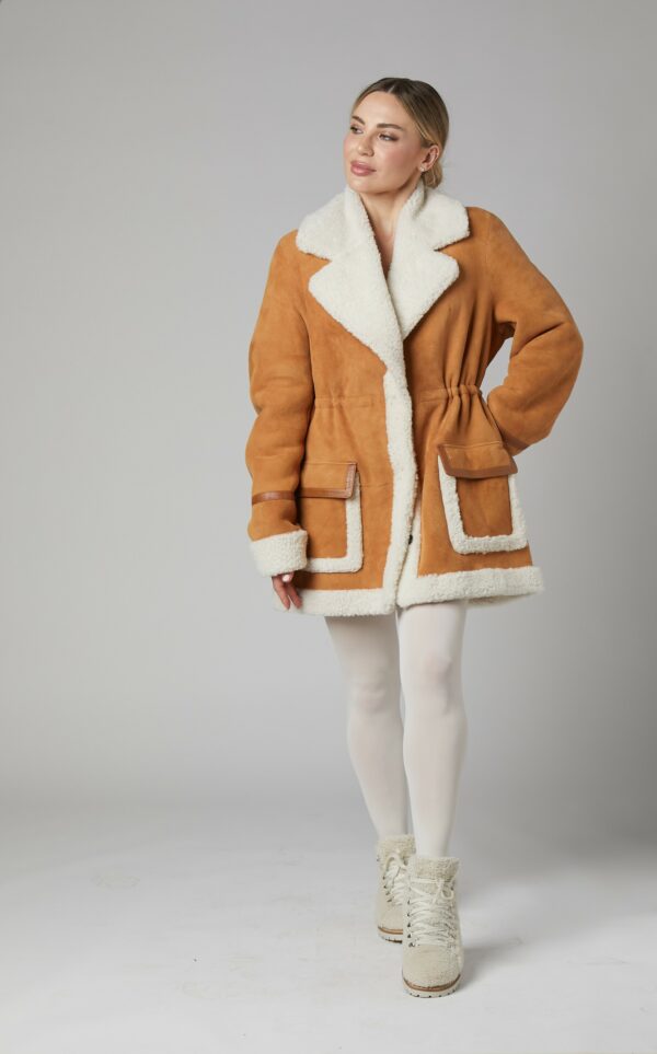 24/25 giacca in shearling canadese scamosciato