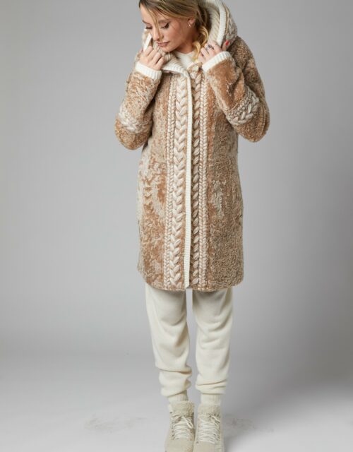 24/25 cappotto in shearling merinos beige reversibile