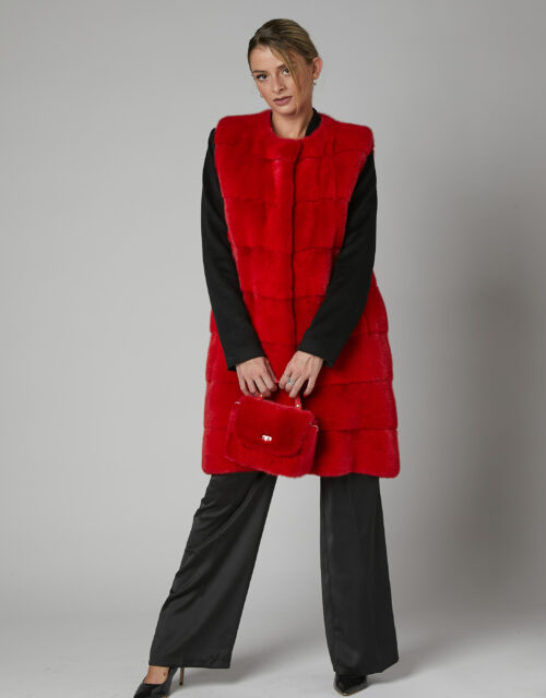 24/25 gilet in visone rosso ferrari