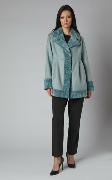 24/25 cappotto in cashmere con bordure in shearling bouclè