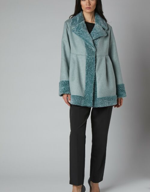 24/25 cappotto in cashmere con bordure in shearling bouclè