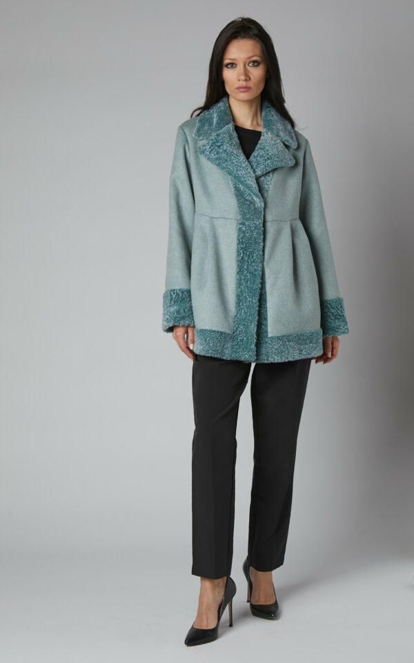 24/25 cappotto in cashmere con bordure in shearling bouclè