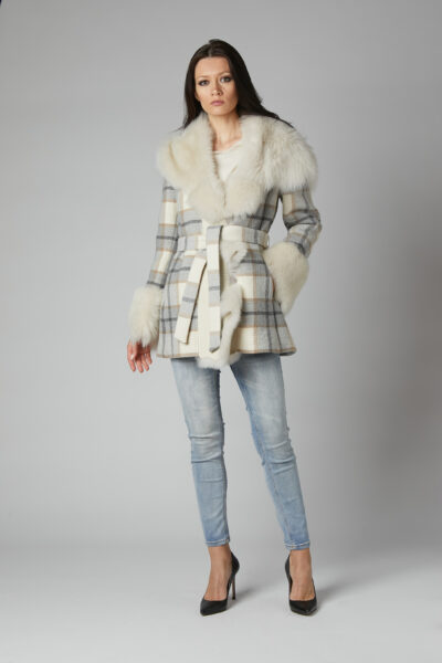 24/25 cappotto in lana e seta fantasia tartan