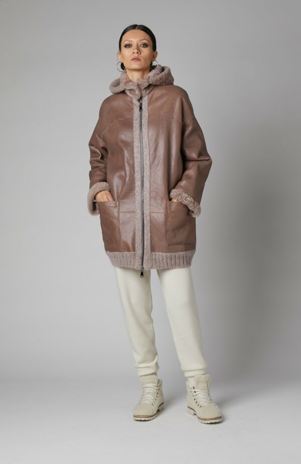 24/25 cappotto in shearling reversibile nappato rosa antico - immagine 3