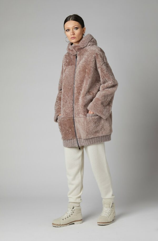 24/25 cappotto in shearling reversibile nappato rosa antico - immagine 4