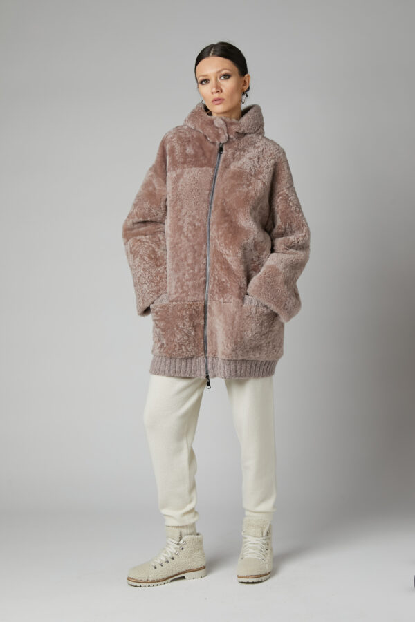 24/25 cappotto in shearling reversibile nappato rosa antico - immagine 5