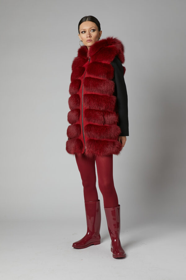 24/25 gilet in volpe bordeaux con camoscio - immagine 2