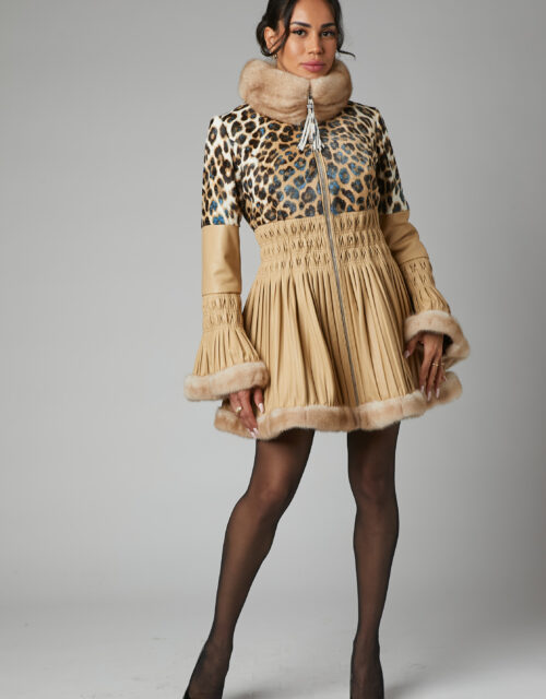 24/25 cappotto redingote in nappa plissettato