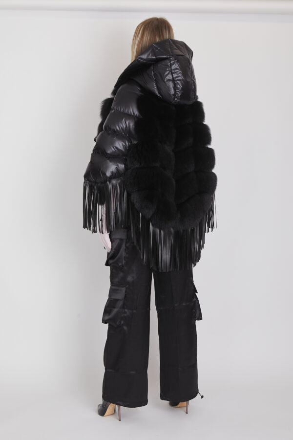 24/25 poncho in volpe con frange nero - immagine 3