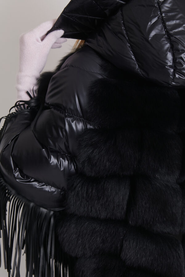 24/25 poncho in volpe con frange nero - immagine 4