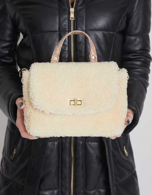 24/25 Mini bag in shearling crema