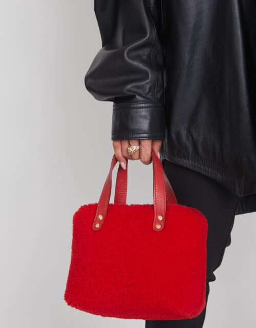 24/25 Mini bag in shearling rosso