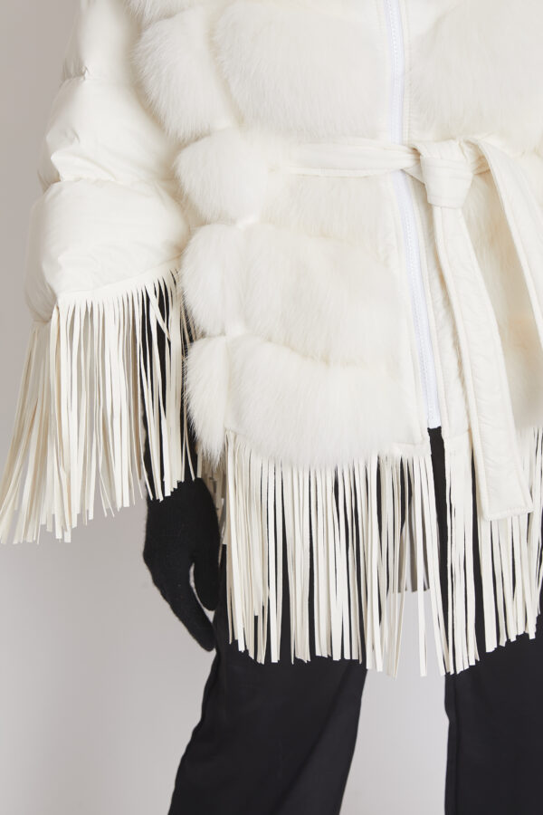 24/25 poncho in volpe con frange bianco - immagine 4
