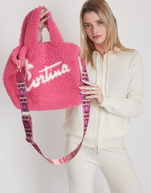 24/25 Borsa maxi in shearling cortina fucsia