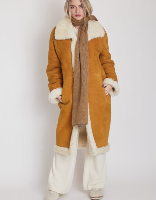 24/25 cappotto in shearling canadese scamosciato