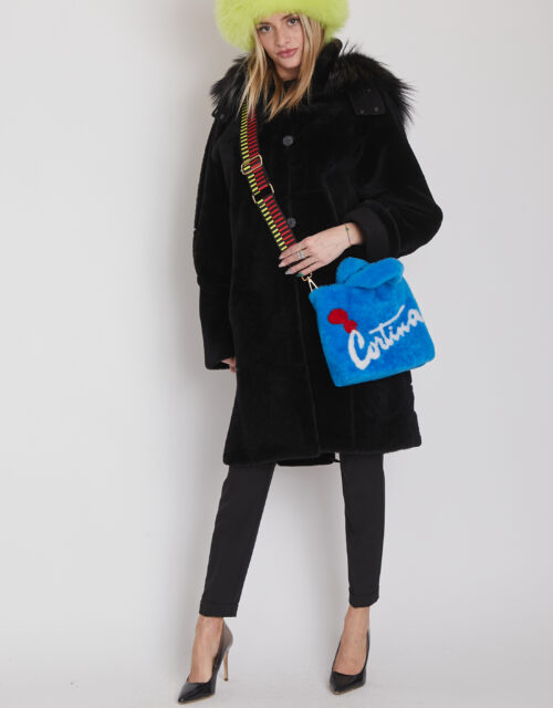24/25 cappotto in shearling epilato nero