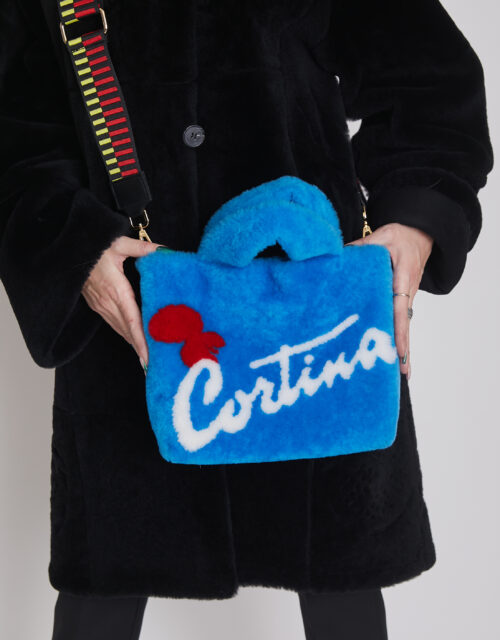 24/25 Borsa in shearling cortina azzurro