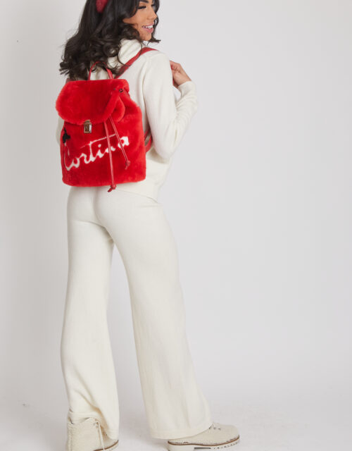 24/25 Zainetto in shearling rosso cortina