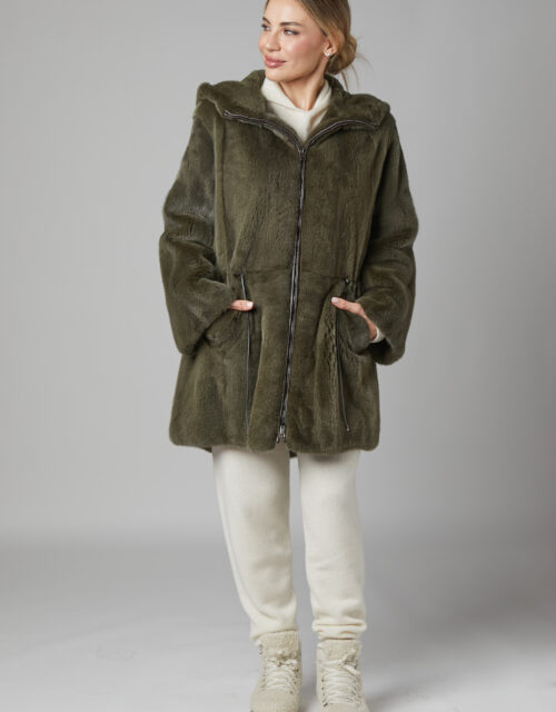 24/25 parka in visone verde militare