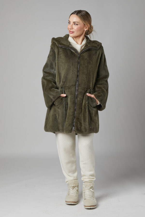 24/25 parka in visone verde militare