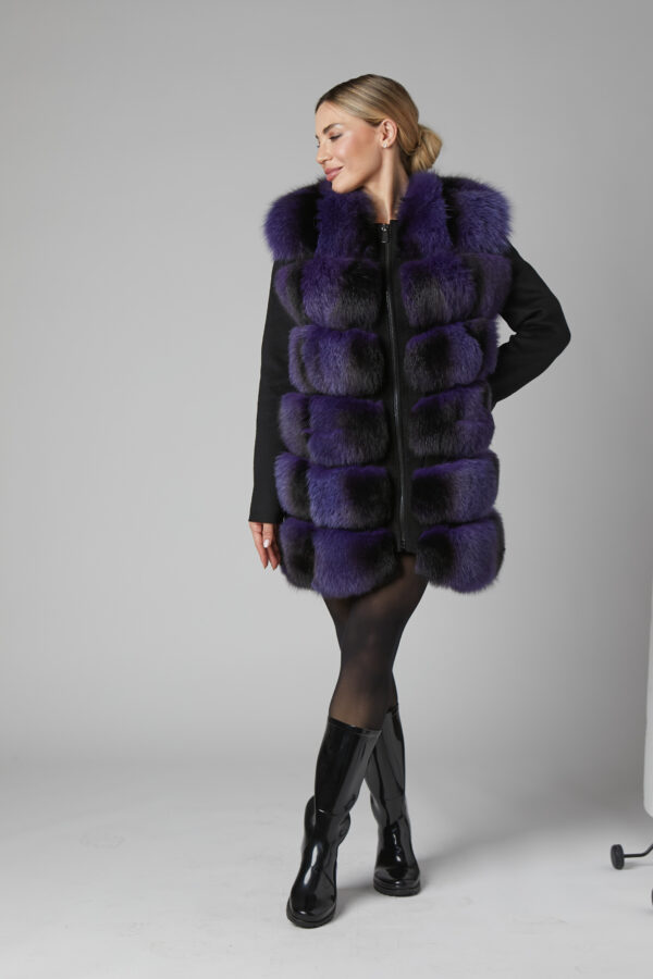 24/25 gilet in volpe glicine dorsato nero con camoscio e borchie - immagine 2