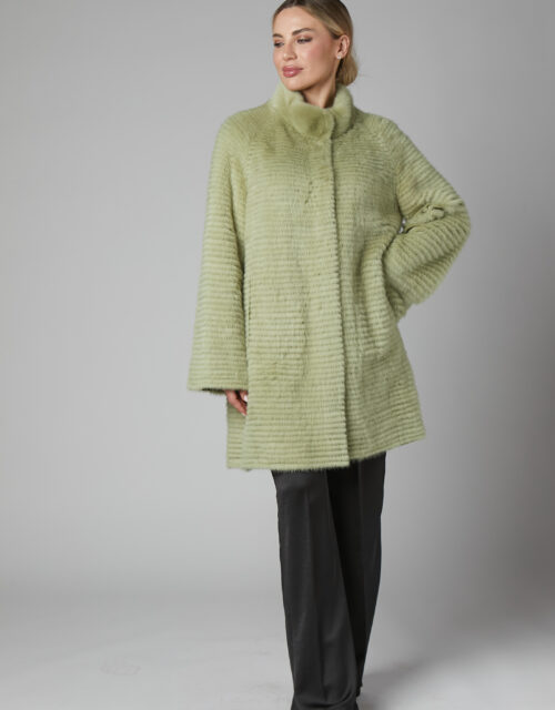 24/25 cappotto in tricot di visone menta