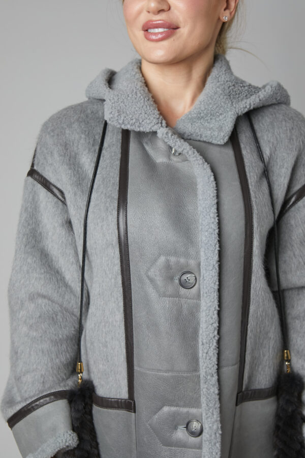 24/25 cappotto in shearling nappato misto cashmere grigio - immagine 2