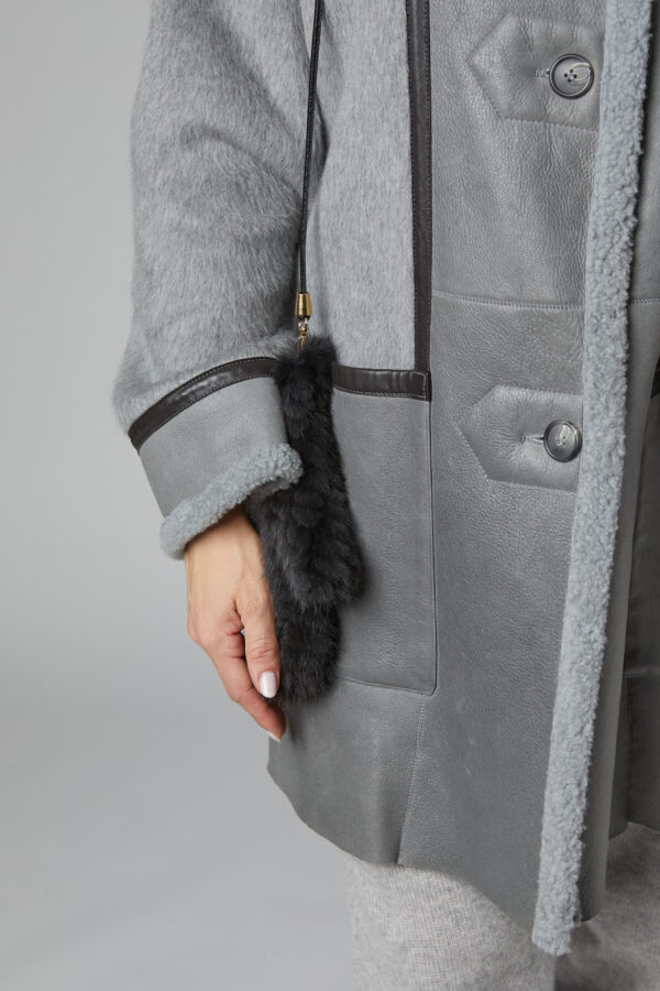 24/25 cappotto in shearling nappato misto cashmere grigio - immagine 3