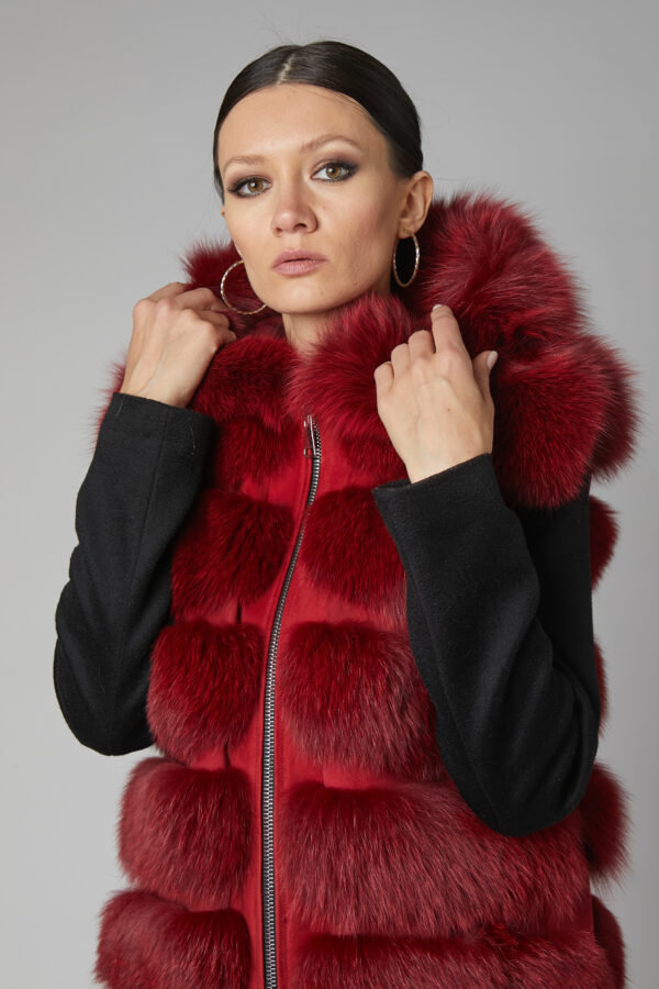 24/25 gilet in volpe bordeaux con camoscio - immagine 4