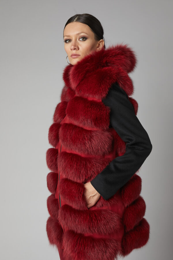 24/25 gilet in volpe bordeaux con camoscio - immagine 5