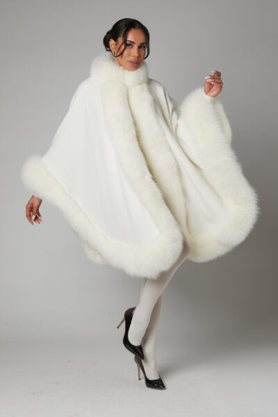 24/25 mantella cashmere con bordure in volpe bianco