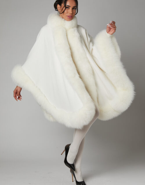 24/25 mantella cashmere con bordure in volpe bianco