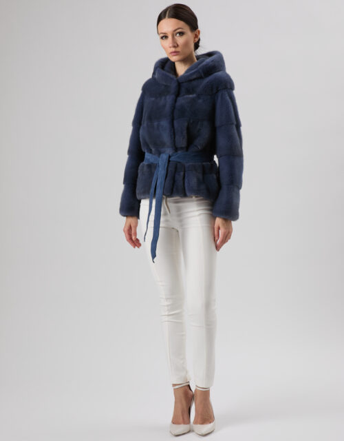 25/26 Giubbotto in visone colore blu navy