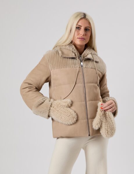 25/26 Guanti in tricot di visone crème