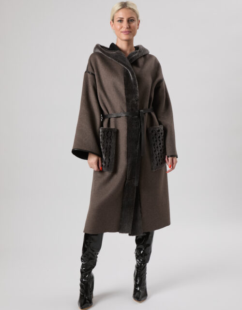 25/26 Cappotto in cashmere tortora reversile nero