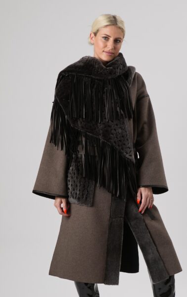 25/26 Scialle in shearling epilato e traforato antracite