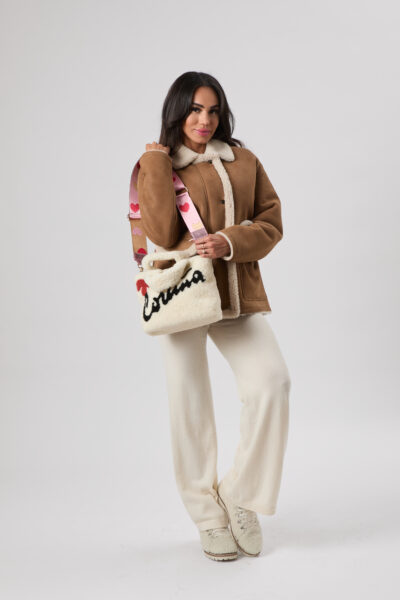 25/26 Borsa in shearling bouclè panna