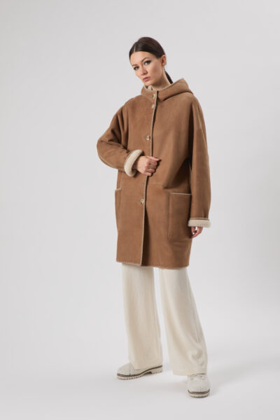 25/26 Cappotto in shearling scamosciato canadese reversibile