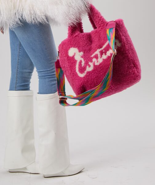 25/26 Borsa maxi in shearling bouclè fucsia