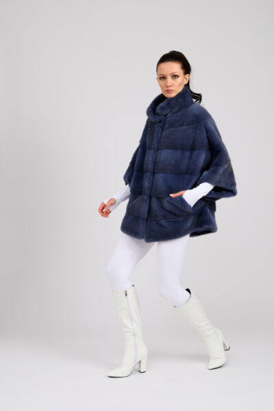 26/27 Giacca in visone colore blu navy peony