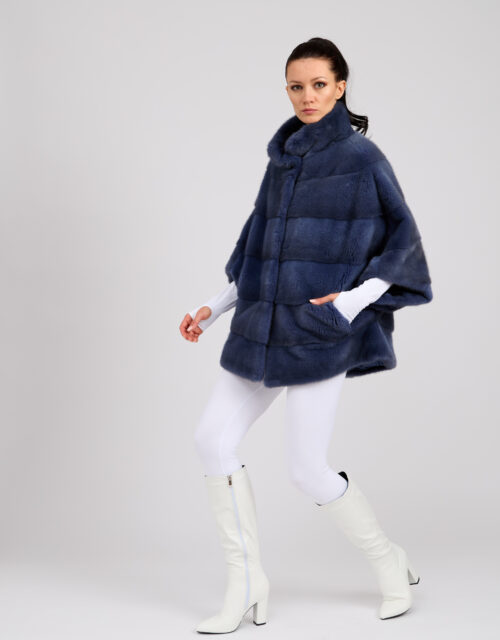26/27 Giacca in visone colore blu navy peony