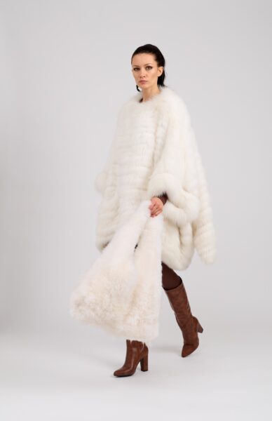 Borsa Maxi in shearling muflone bianco