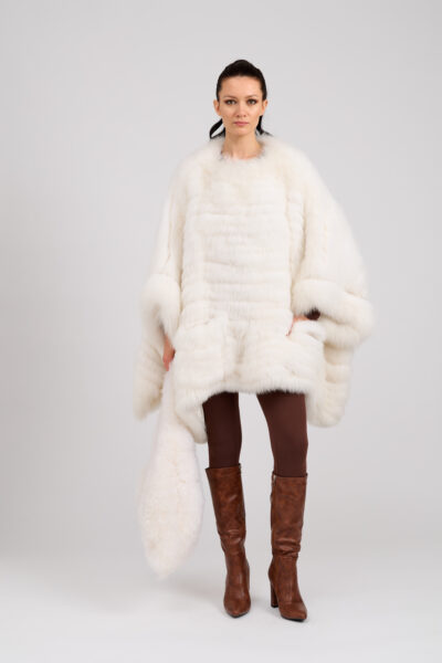 26/27 Poncho in volpe bianco candeggiato