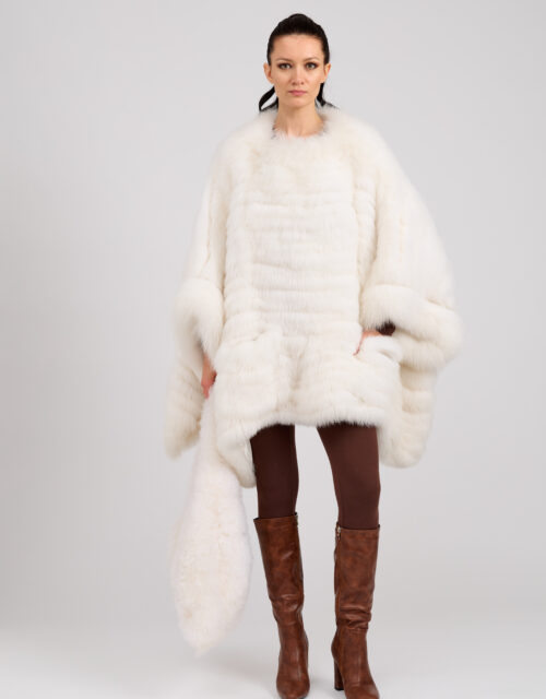 26/27 Poncho in volpe bianco candeggiato