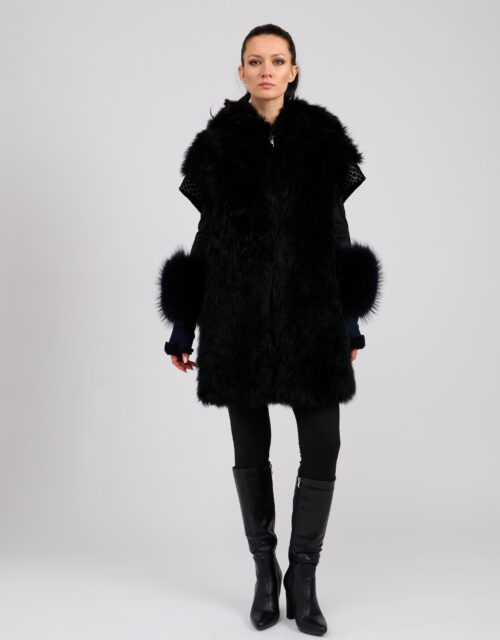 26/27 Gilet in volpe nera con inserti scamosciato colore nero