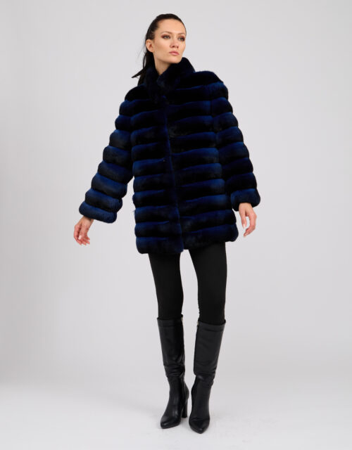 26/27 Cappotto cincillà blu e nero