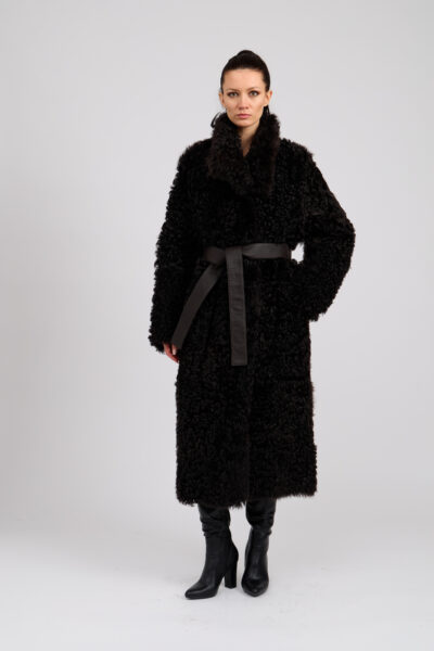 26/27 Cappotto maxi in shearling bouclè nappato colore testa di moro