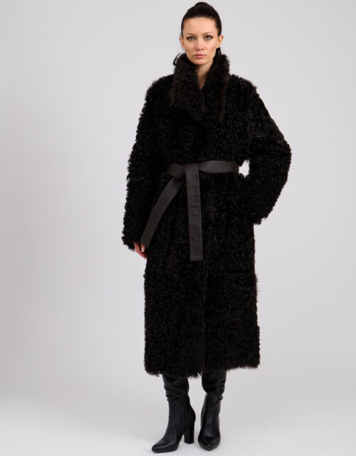 26/27 Cappotto maxi in shearling bouclè nappato colore testa di moro